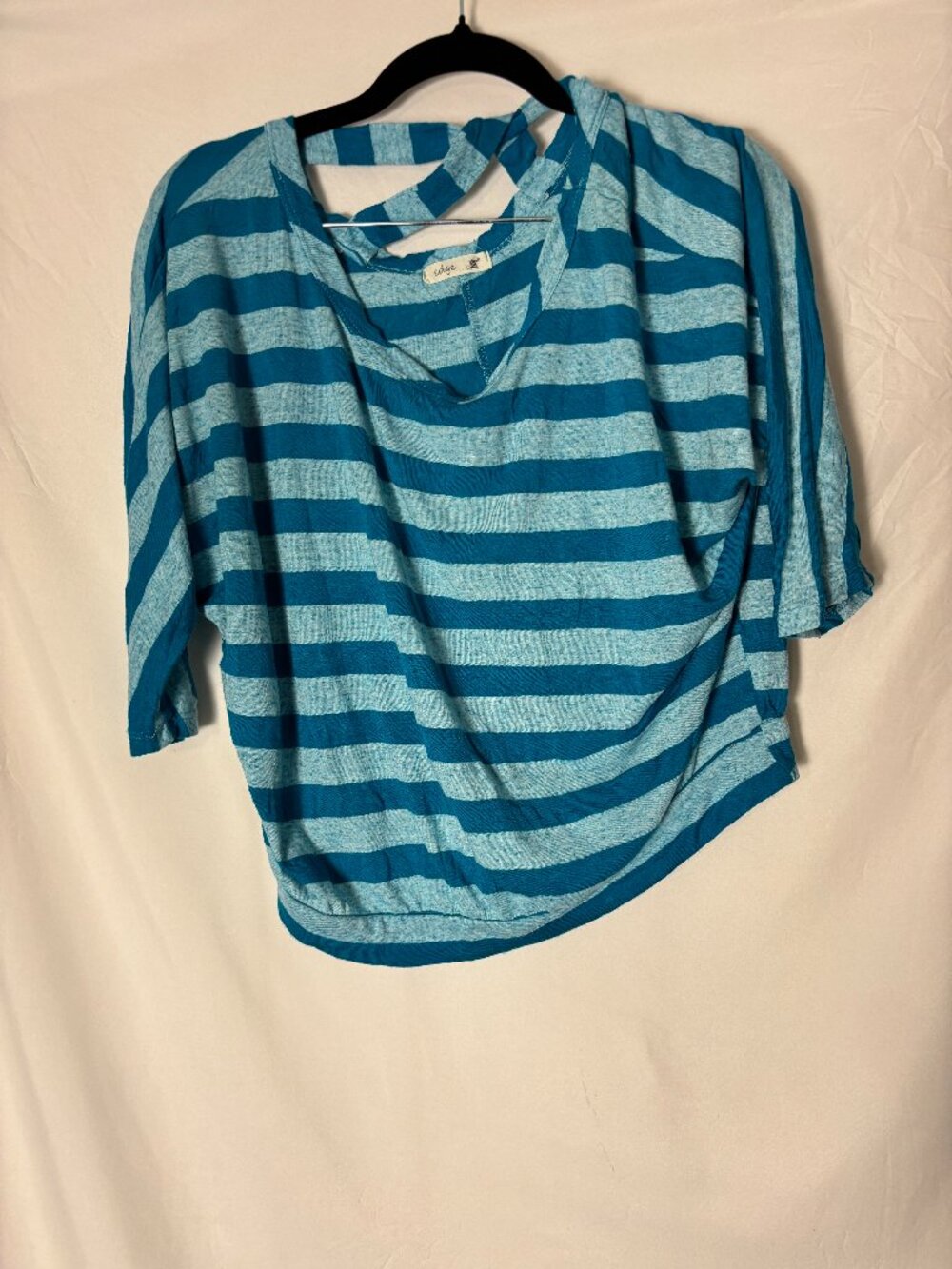 Edge Blue Striped Dolman Sleeve Cutout Back Top Size Medium